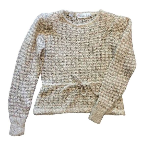 Vintage Sweaters - Vintage Outlander Sweater Women's Medium Mohair Wool Metallic Tie Waist